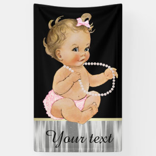 Pearls Ruffle Pants Girl Babydusche Banner