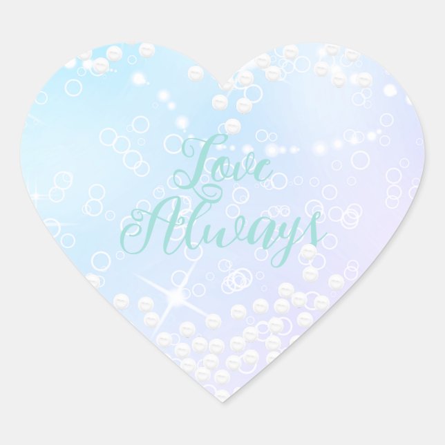 Pearls Shine Blue Pink Herz-Aufkleber (Vorderseite)