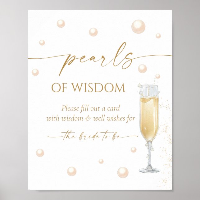Pearls und Prosecco Brautparty Advice Poster (Vorne)