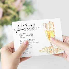 Pearls und Prosecco Brautparty Custom Minimal Einladung