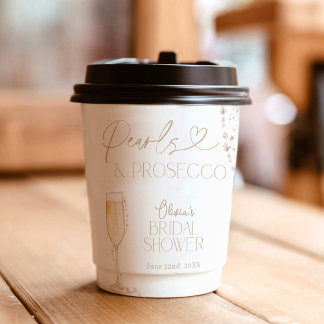 Pearls und Prosecco Brautparty Paper Cups Pappbecher