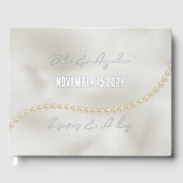 Pearls White Luxe Wedding Gästebuch