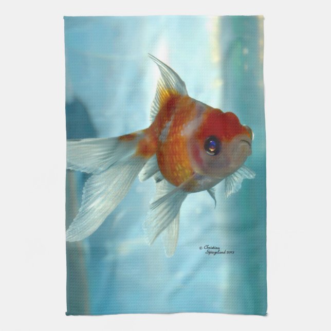 Pearlscale Goldfisch-Fische Geschirrtuch (Vertikal)