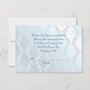 Pearly Blue Damast RSVP Einladung