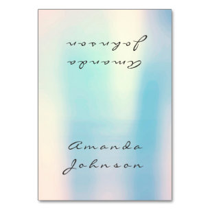 Pearly Blue Opal Peach Pink Gold Personalisierter Tischnummer