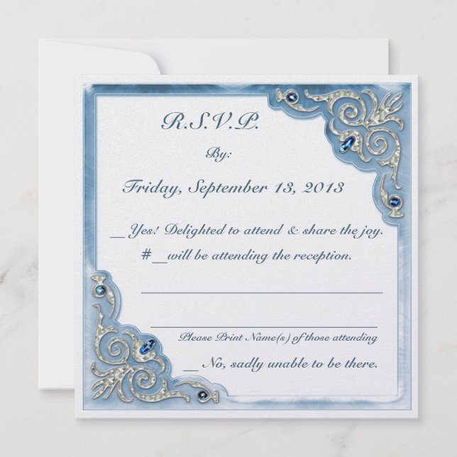 Pearly Blue (Wedding Reply Card) Einladung (Vorderseite)