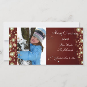 Pearly Gold christmas ornament, photo cards Feiertagskarte