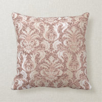 Pearly Ivory Damask Pink Rose Gold Glitzer Metalli