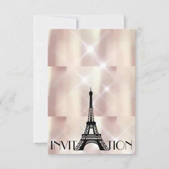 Pearly Ivory VIP Personalisiertes Pariser Brautpar Einladung (Vorderseite)