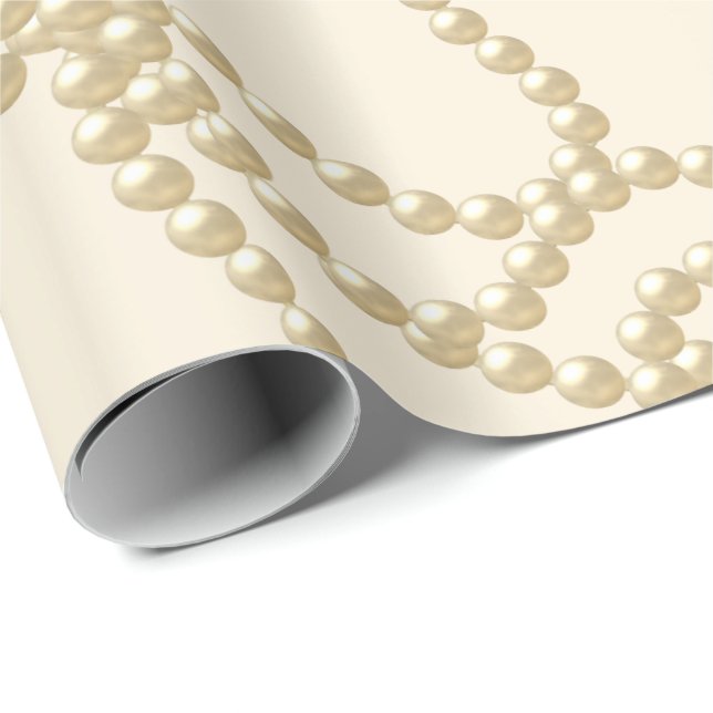 Pearly Pearls Ivory Creamy Bridal Wedding Birthday Geschenkpapier (Rolleneckpunkt)
