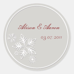 Pearly Snowflakes - Hochzeitsticker Runder Aufkleber