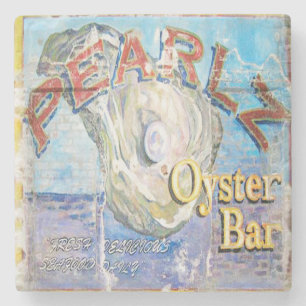 Pearlz Oyster Bar Charleston, SC. Marmor-Untersetz Steinuntersetzer