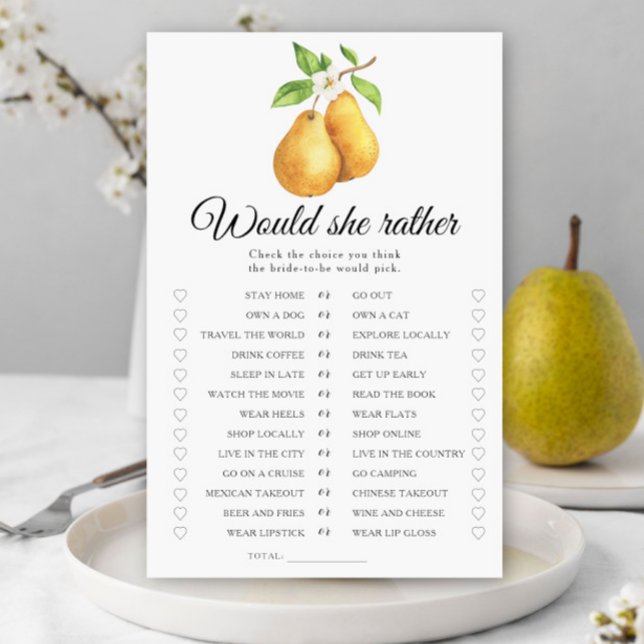 Pears Bridal shower Would she rather game (Von Creator hochgeladen)