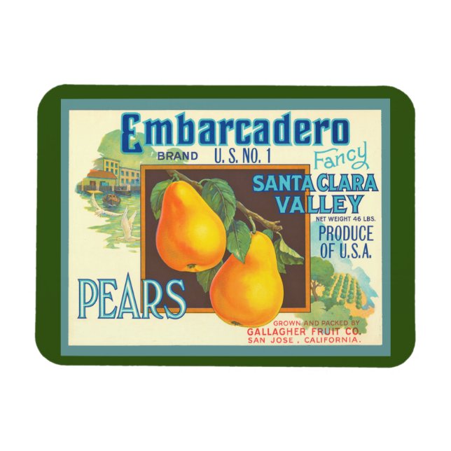 Pears Retro Kisten Kunst Magnet (Horizontal)