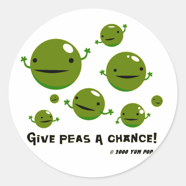 Peas a Chance Runder Aufkleber (Vorderseite)