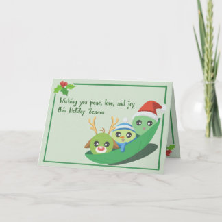 Peas, Liebe & Joy Punny Greetings Card Feiertagskarte