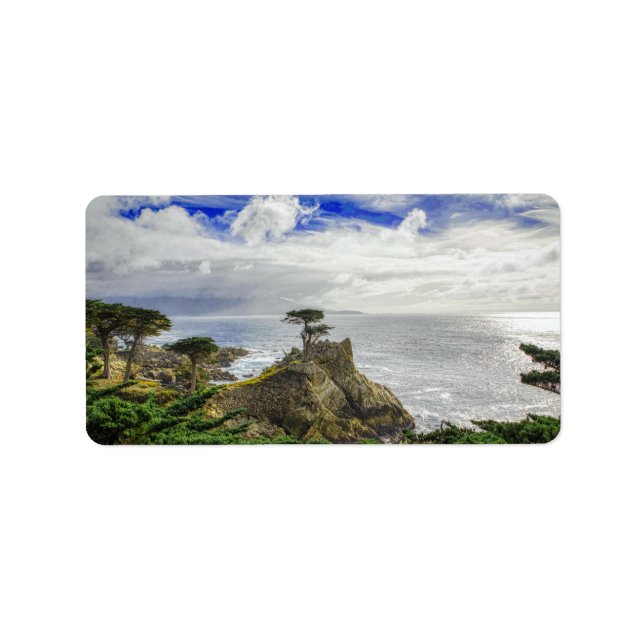 Pebble Beach California Ocean View Adressaufkleber (Vorne)