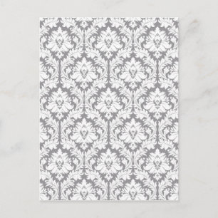 Pebble Gray Damask Muster Postkarte