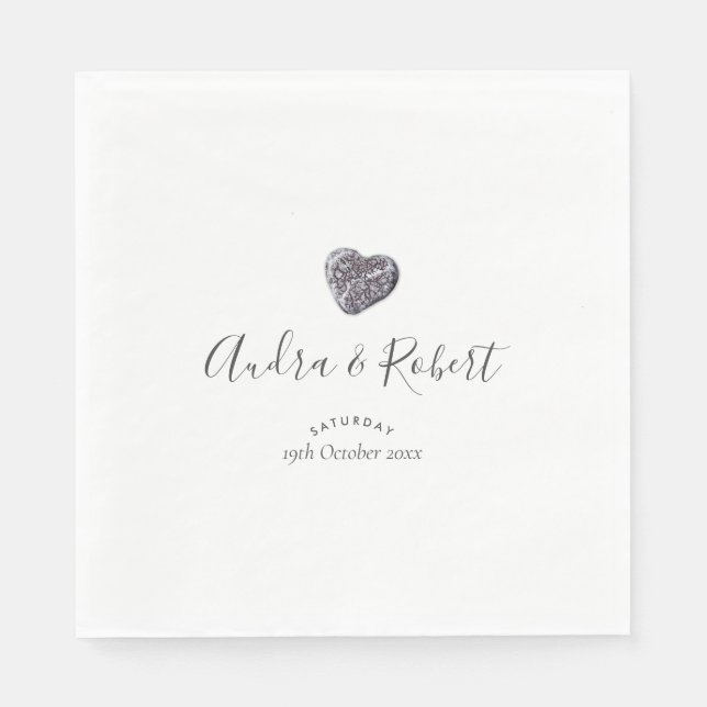 Pebble Heart Discovery Wedding Serviette (Vorderseite)