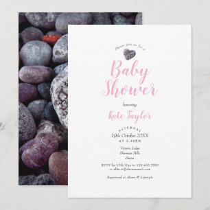Pebble Heart Pink Baby Shower / Babyparty / Paare Einladung