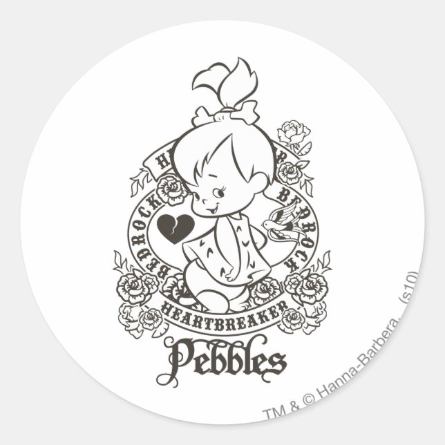 PEBBLES™ Heartbreaker B&W Runder Aufkleber (Vorderseite)