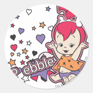 PEBBLES™ Lila Herz Runder Aufkleber