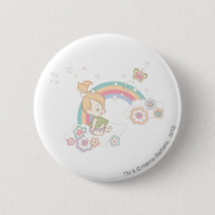 PEBBLES™ Regenbogen- und Blume-Wolken Button