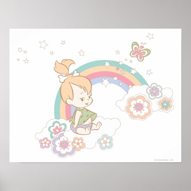 PEBBLES™ Regenbogen- und Blume-Wolken Poster (Vorne)