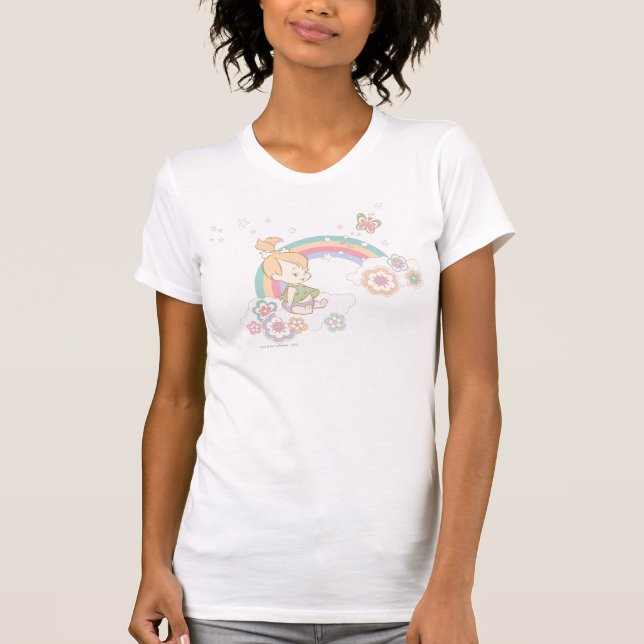 PEBBLES™ Regenbogen- und Blume-Wolken T-Shirt (Vorderseite)