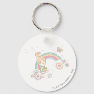 PEBBLES™ Regenbogen-und Blumen-Wolken Schlüsselanhänger