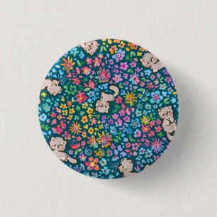 Pebbles skurriler Garten Graue Katze & Helle Blume Button
