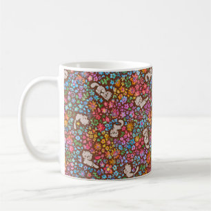 Pebbles skurriler Garten Graue Katze & Helle Blume Kaffeetasse