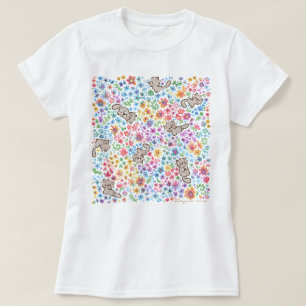 Pebbles skurriler Garten Graue Katze & Helle Blume T-Shirt