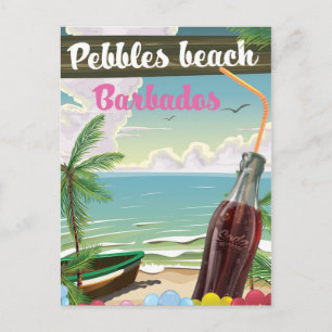 Pebbles Strand Barbados vintage Reiseposter Postkarte