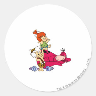 PEBBLES™ und Bam Bam und Dino Playtime Runder Aufkleber