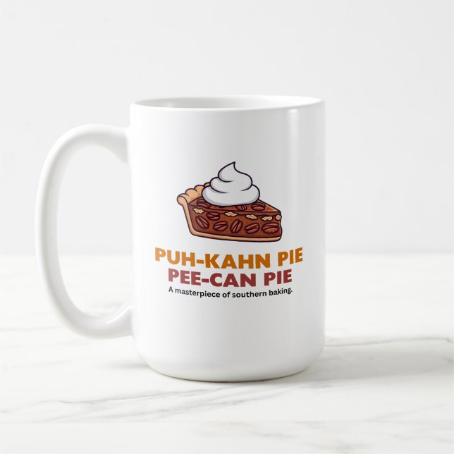 Pecannuss-Piekuchen mit Schlagsahne Kaffeetasse (Links)