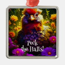 Peck die Hallen Hühnerpuppe | Weihnachten Ornament Aus Metall