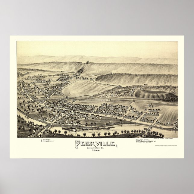 Peckville, PA Panorama Karte - 1892 Poster (Vorne)