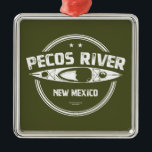 Pecos Fluss New Mexico Kajaking Ornament Aus Metall<br><div class="desc">Der Fluss Pecos fließt durch schroffe Granitschluchten und Wasserfälle aus der Pecos-Wildnis und führt durch kleine,  hochgebirgige Wiesen.</div>