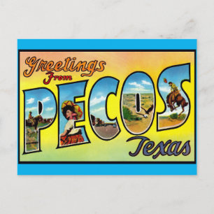 Pecos, Texas Greetings Vintage Travel Postcard Postkarte