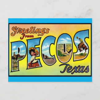 Pecos, Texas Greetings Vintage Travel Postcard Postkarte