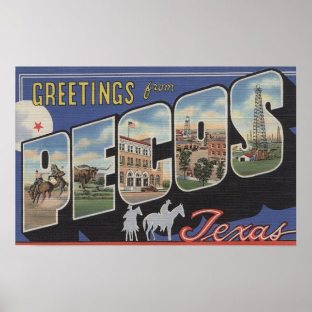 Pecos, TexasGroße BuchstabenszenenPecos, TX Poster (Vorne)