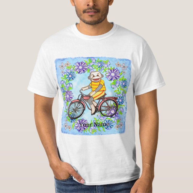 Pedal Bike Sock Monkey T-Shirt (Vorderseite)