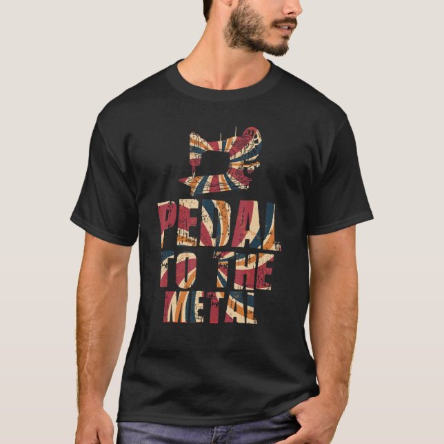 Pedale an die Metall-Quiltierfrauen Männer Nähen M T-Shirt (Vorderseite)