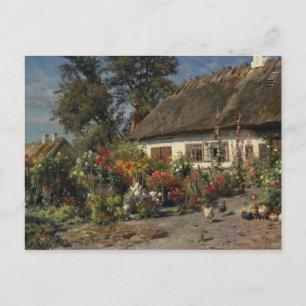 Peder Monsted - Ein Hütte-Garten mit Hühnern Postkarte