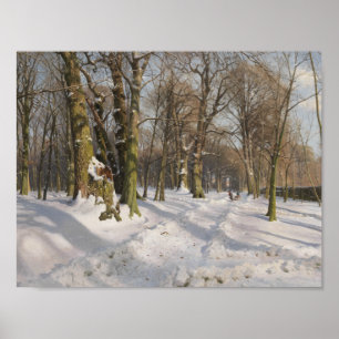 Peder Monsted - Schneewaldstraße im Sonnenlicht Poster