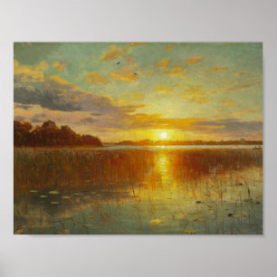 Peder Monsted - Sonnenuntergang über einem dänisch Poster