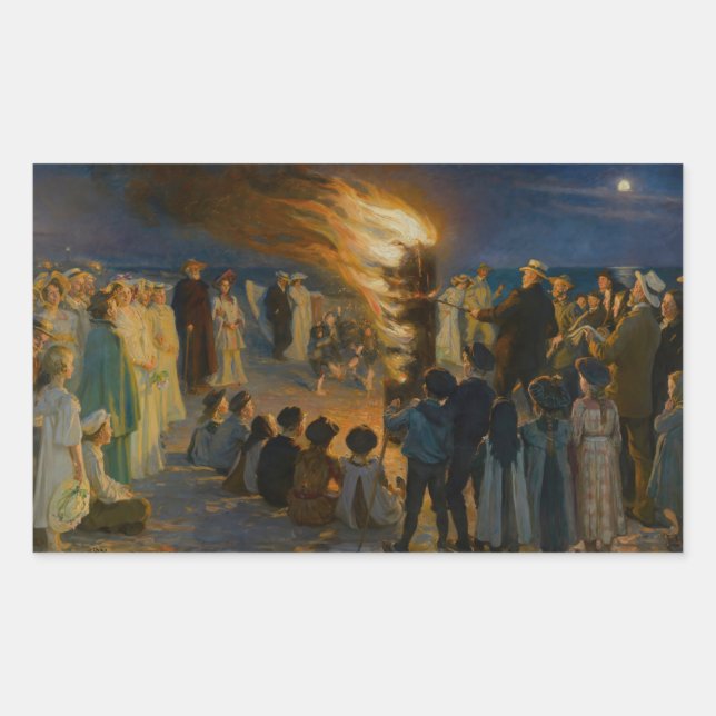 Peder Severin Kroyer - Feierabend im Mittsommer Rechteckiger Aufkleber (Vorderseite)