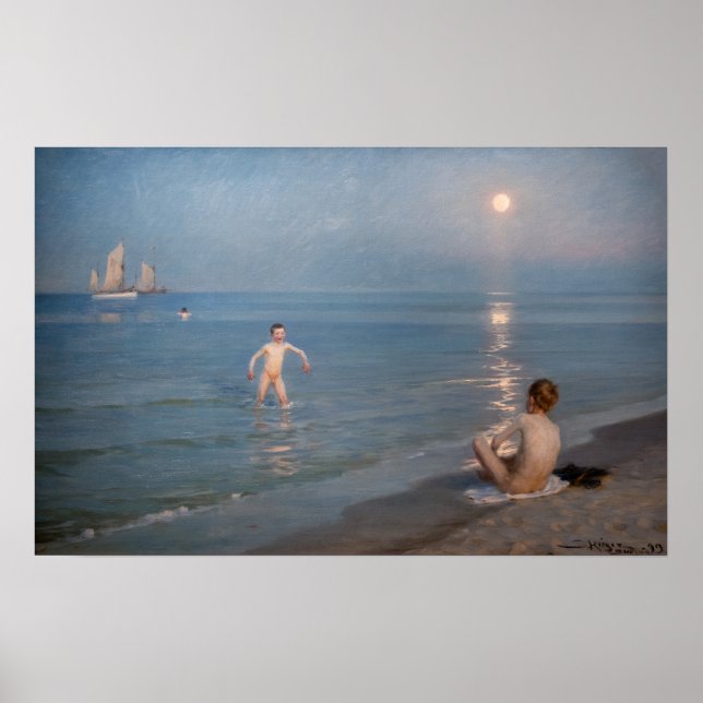 Peder Severin Kroyer - Jungen baden in Skagen Poster (Vorne)