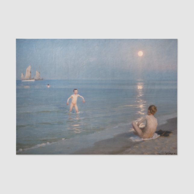 Peder Severin Kroyer - Jungen baden in Skagen Seidenpapier (Vorderseite)